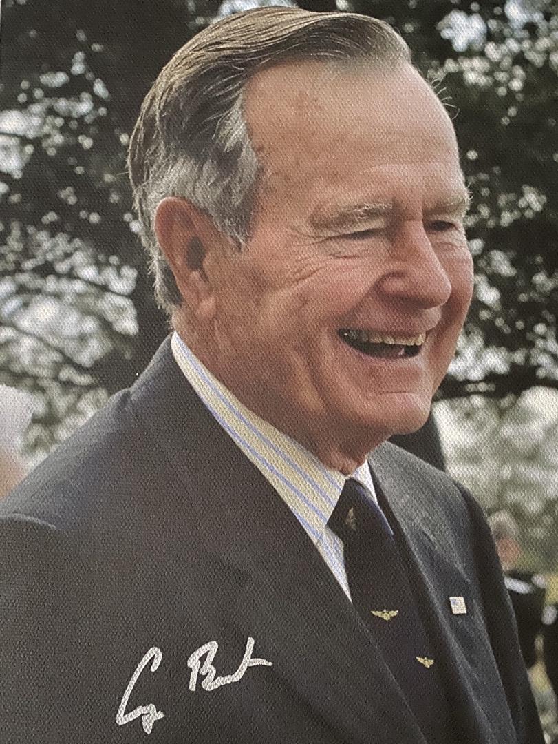 President George Bush Signed Linen 8x10 Photo - Bush Presidential Library COA